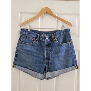 Levi's Womens 501 Blue Jean cuffed shorts premium denim size 31 Summer